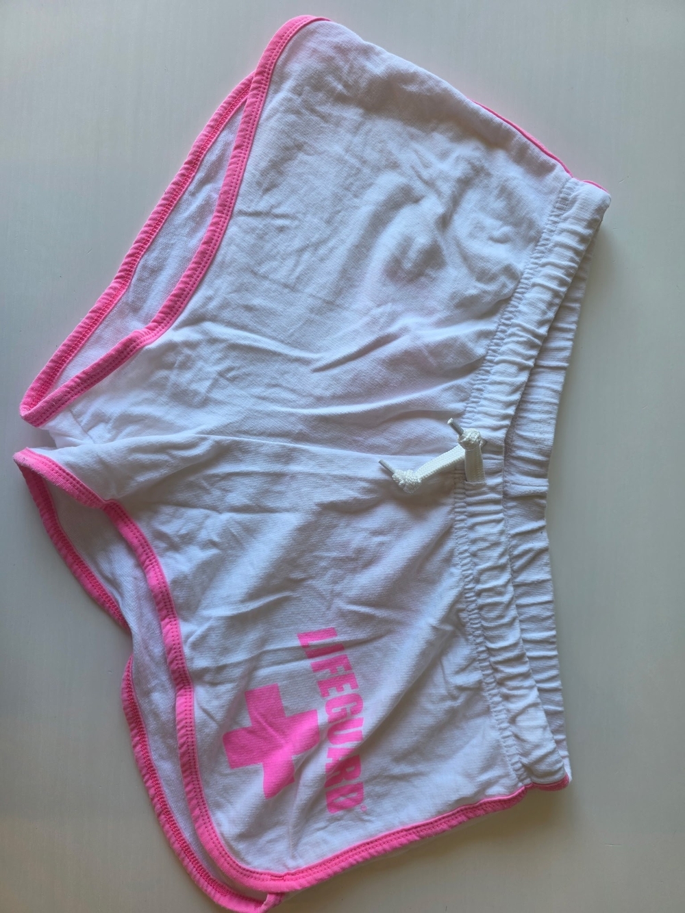 NWOT Lifeguard White & Pink Lifeguard Juniors Shorts~ Sz XL (Fits  Women's M/L)
